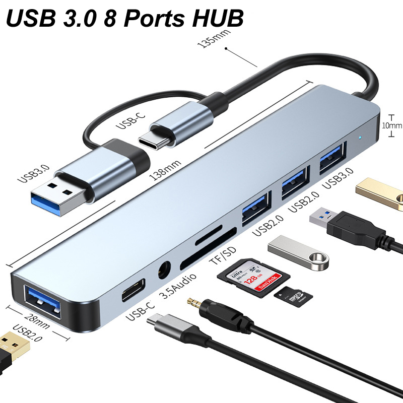 Usb Hub Type C - 8-in-1 USB 타입-C 3.0 허브 3.5mm