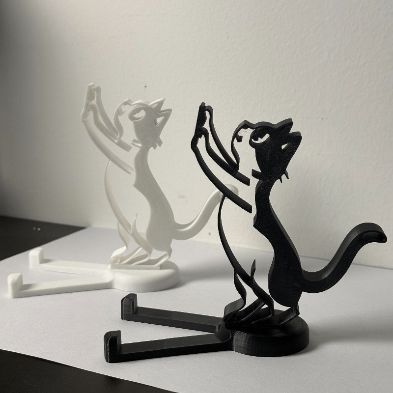 Tablet Holder Accessories - 추상적인 속이 빈 라인 고양이 모양