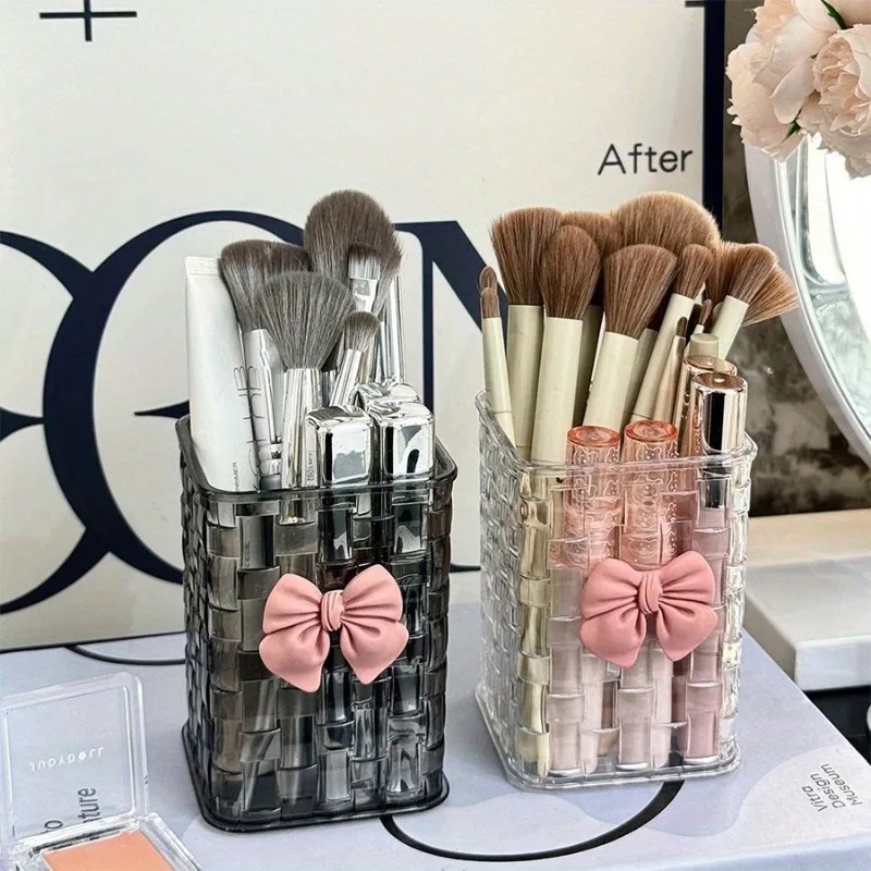 Case With Pencil Holder - 2개 투명 아크릴 눈썹 브러쉬 보관함(리본