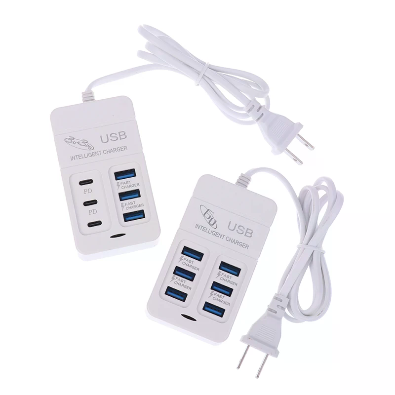 1개 미국 플러그 6포트 멀티포트 USB 충전기 35W - Usb Hub Type C 리뷰 및 가격