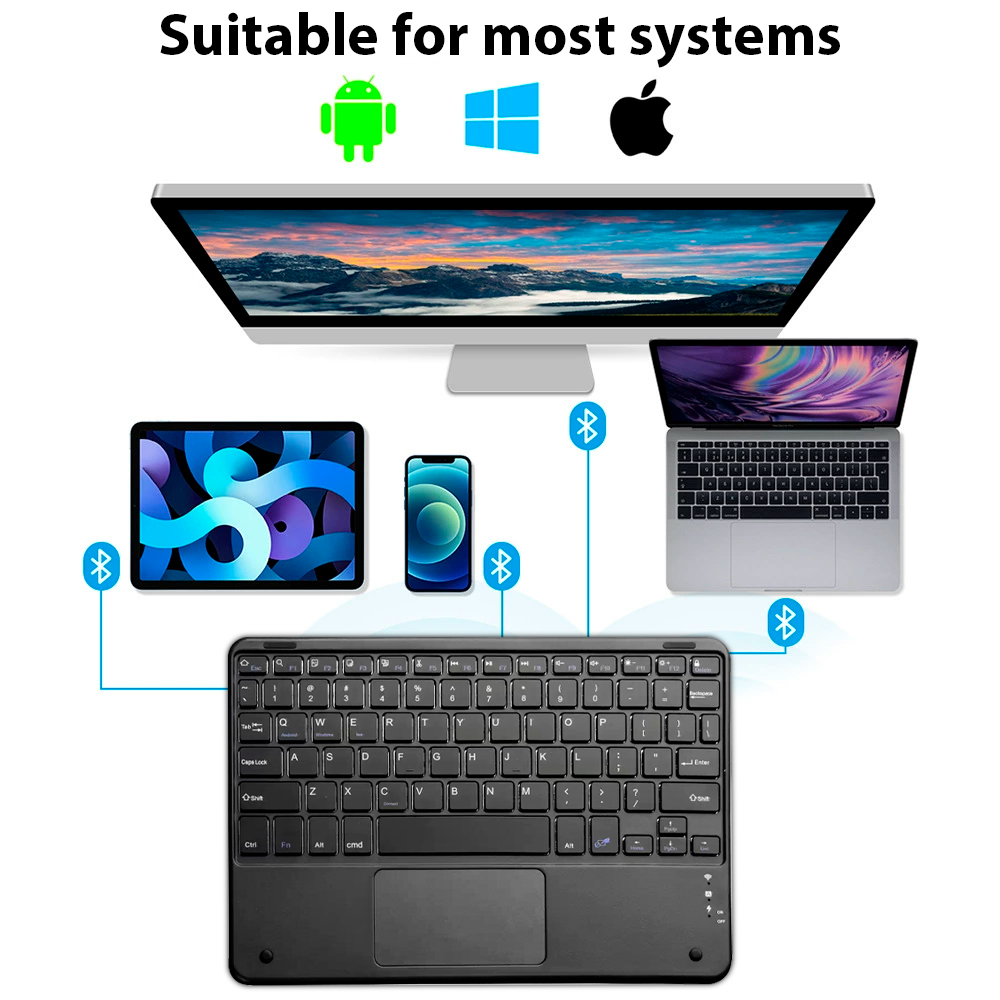 터치패드가 있는 휴대용 충전식 블루투스 키보드 낮은 대 - Tablet Accessories Keyboard 리뷰 및 가격