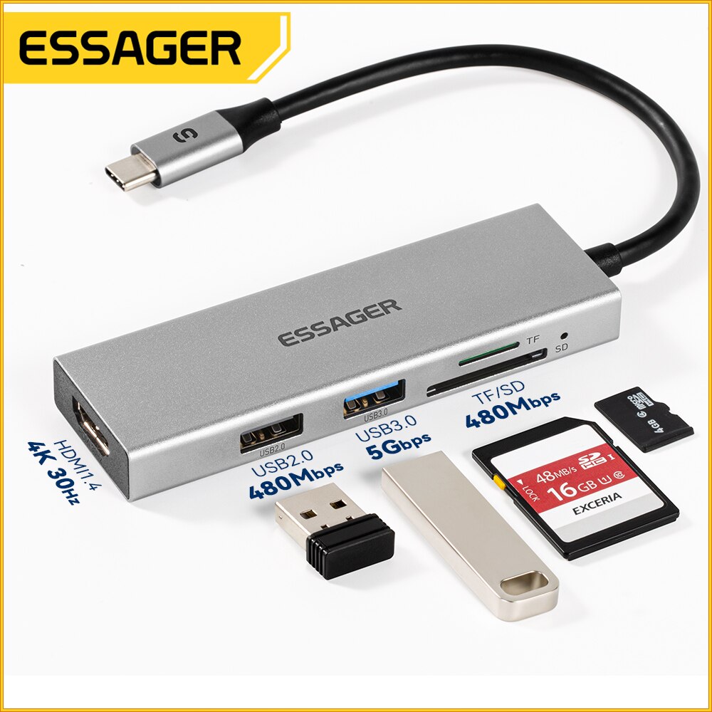 Essager 5 in 1 USB C 허브 HDMI-4 - Usb Hub Type C 리뷰 및 가격