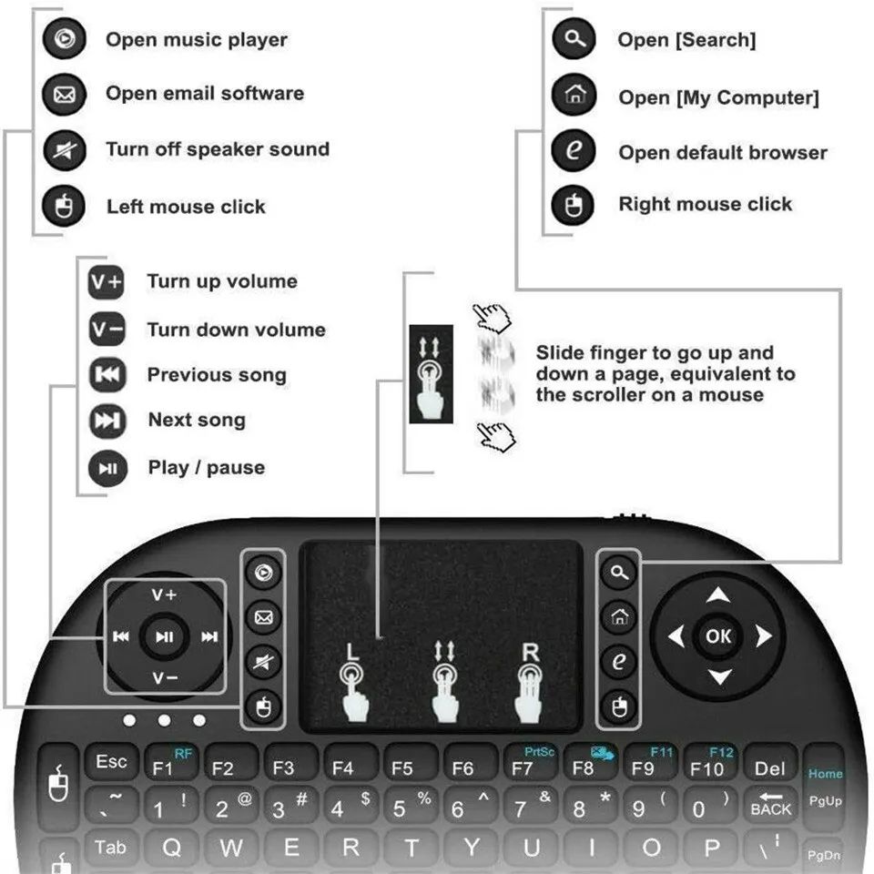 미니 무선 키보드 2.4GHz 백라이트 없음 마우스 터 - Accessories For Android Tablet 리뷰 및 가격